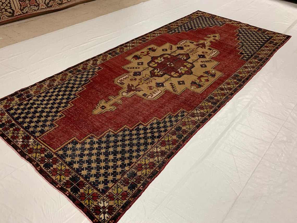 5x11 Red and Gold Turkish Tribal Runner
