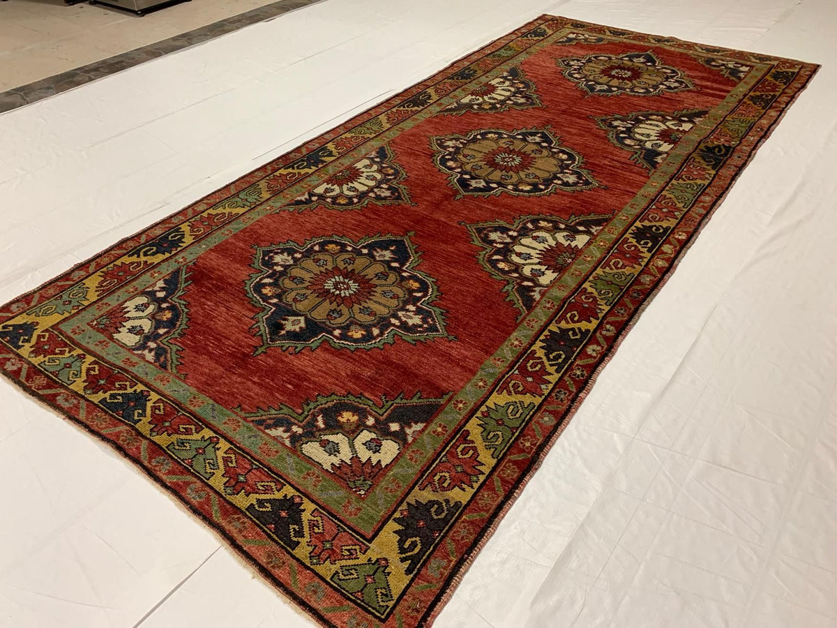 5x11 Red and Gold Turkish Tribal Runner