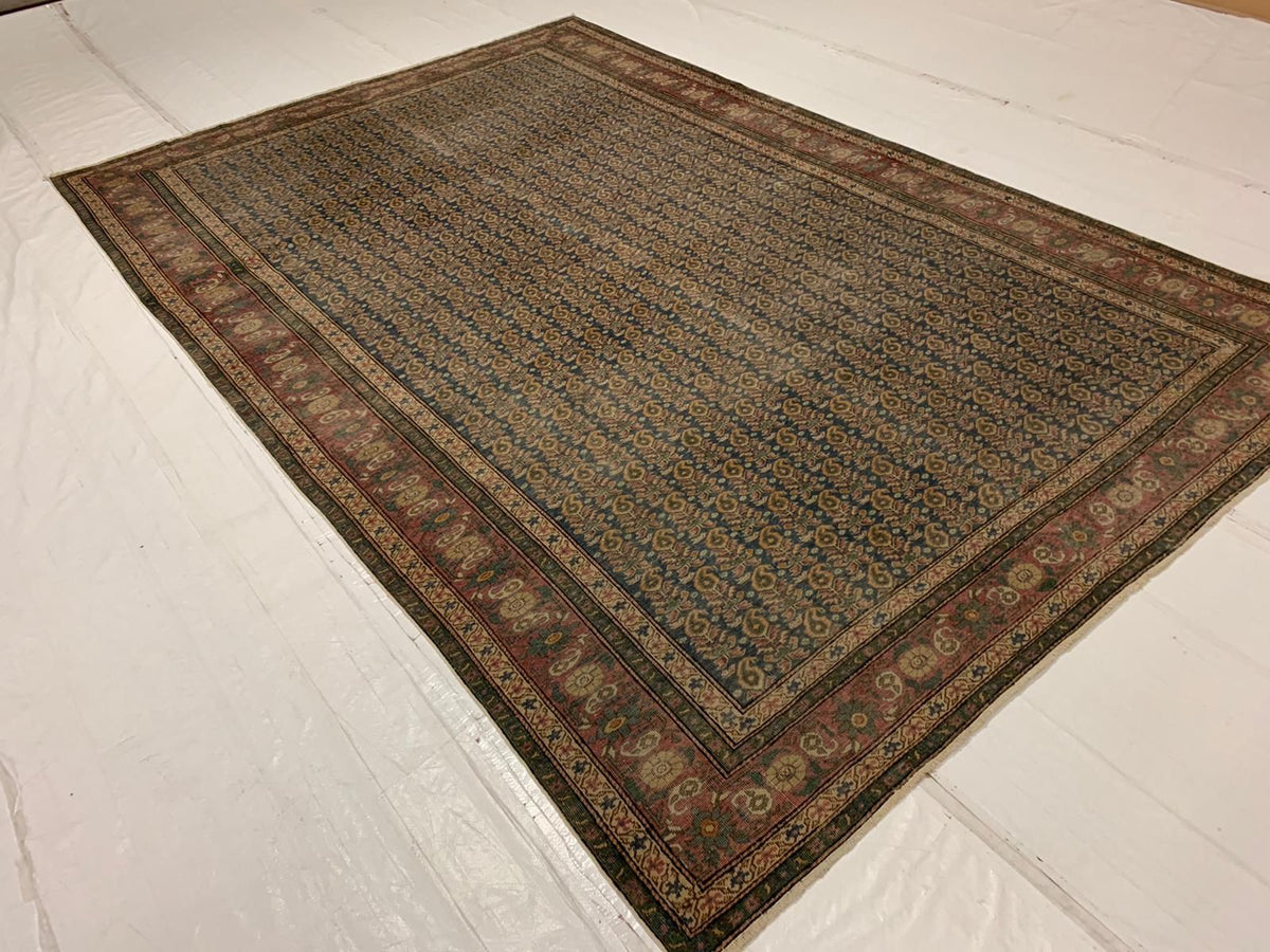 7x10 Navy and Red Turkish Traditional Rug