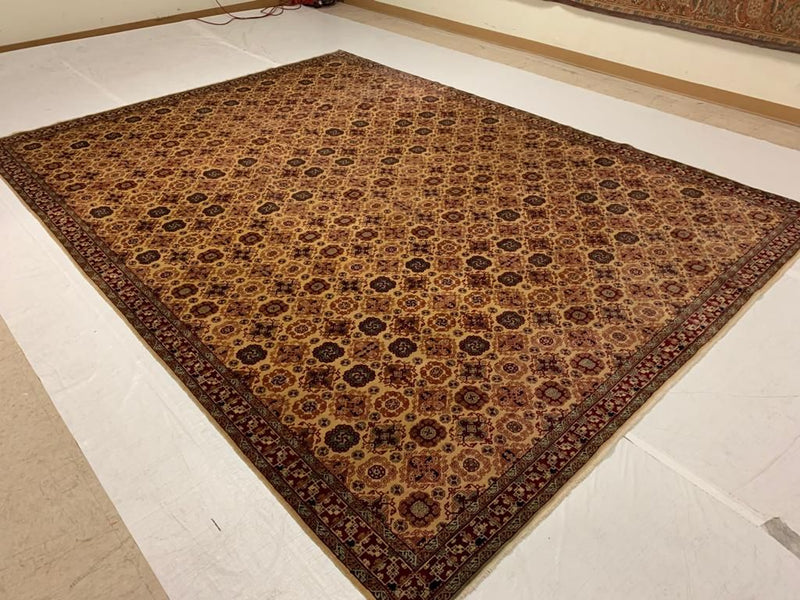 10x13 Gold and Red Turkish Silk Rug