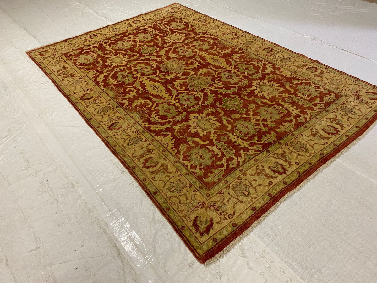 6x9 Red and Gold Turkish Oushak Rug