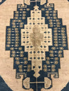 6x8 Blue and Beige Turkish Tribal Rug