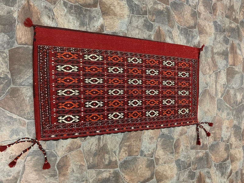 Vintage Handmade 2x4 Red and Ivory Anatolian Turkish Tribal Distressed Area Rug