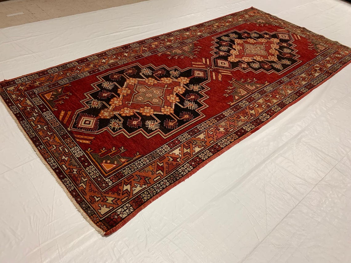 5x11 Red and Gold Turkish Tribal Runner
