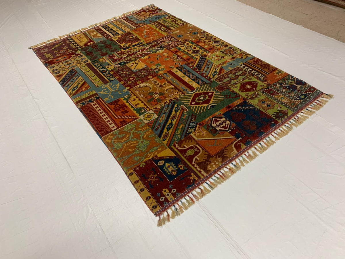 6x8 Vintage Turkish Patchwork Rug