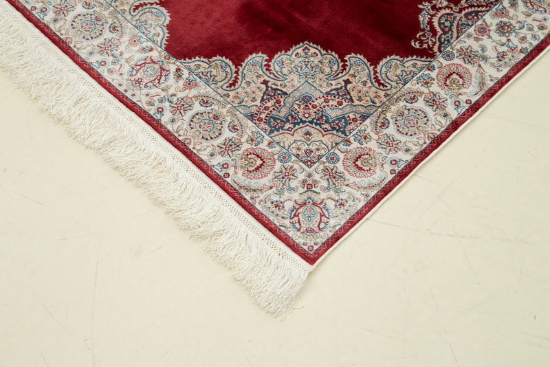 3x10 Red and Ivory Turkish Antep Rug