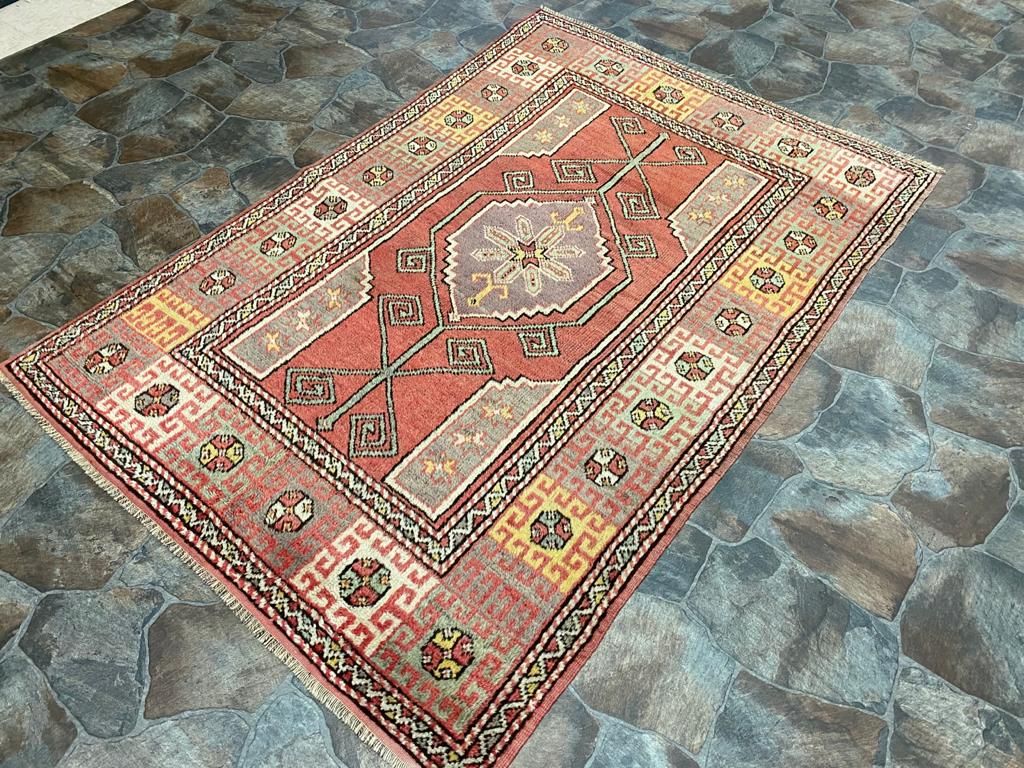 5x7 Red and Multicolor Turkish Tribal Rug