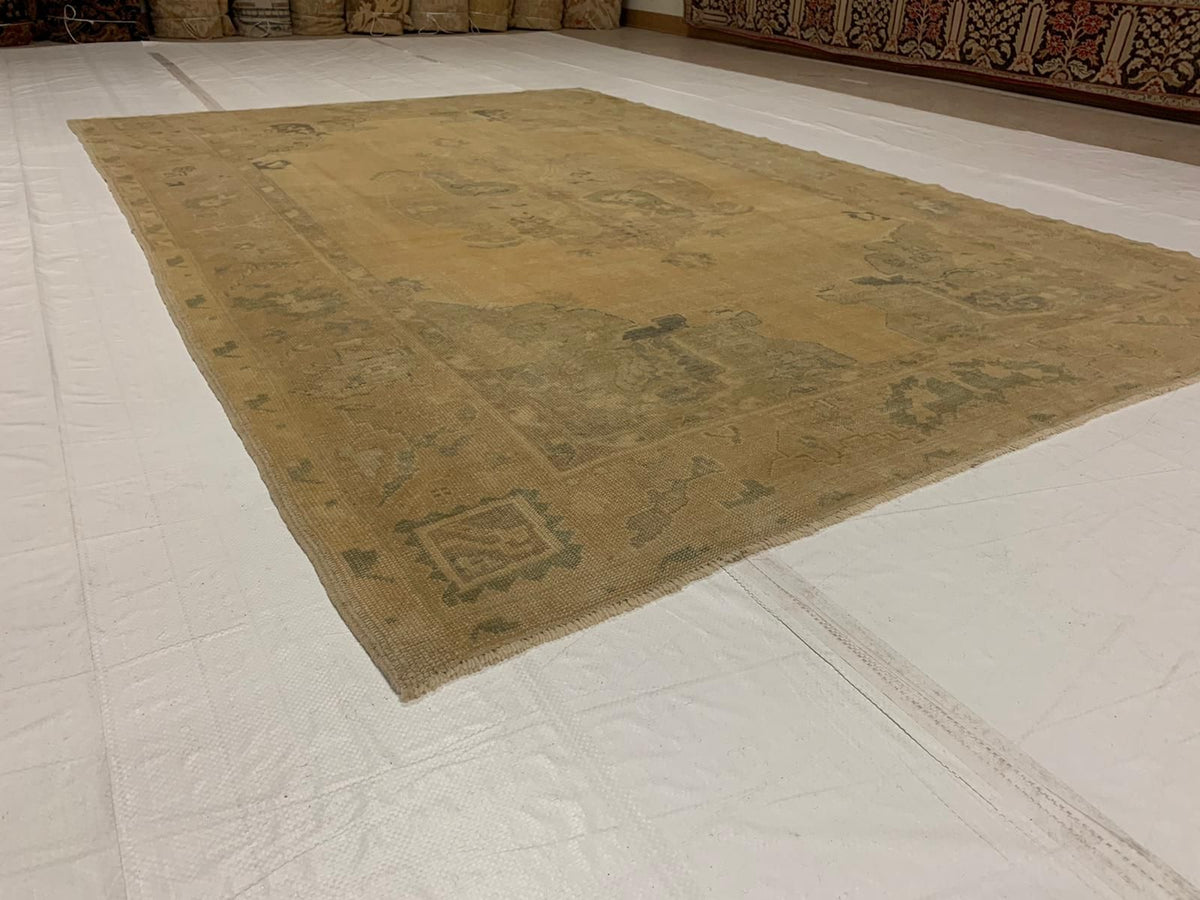 6x9 Gold and Blue Turkish Tribal Rug