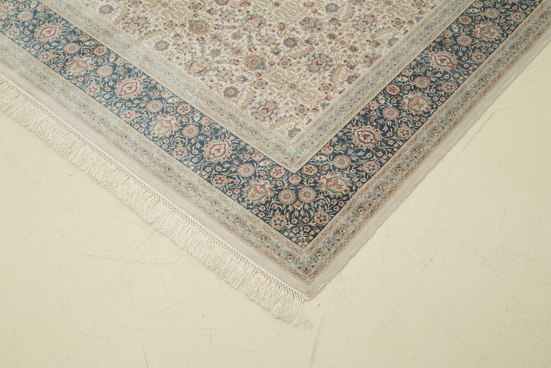 5x8 Ivory and Blue Turkish Antep Rug