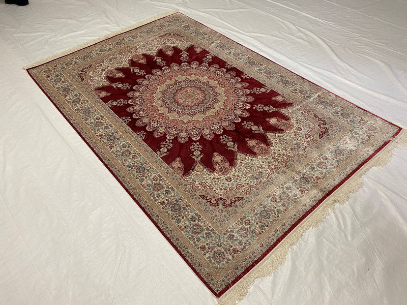 5x8 Red and Ivory Turkish Antep Rug