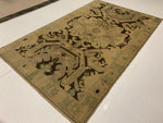 5x9 Ivory and Black Turkish Tribal Rug