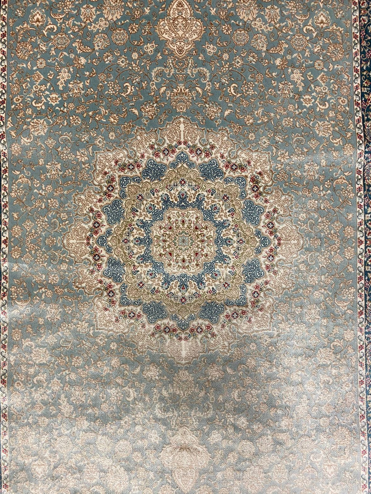 3x7 Blue and Green Turkish Antep Runner