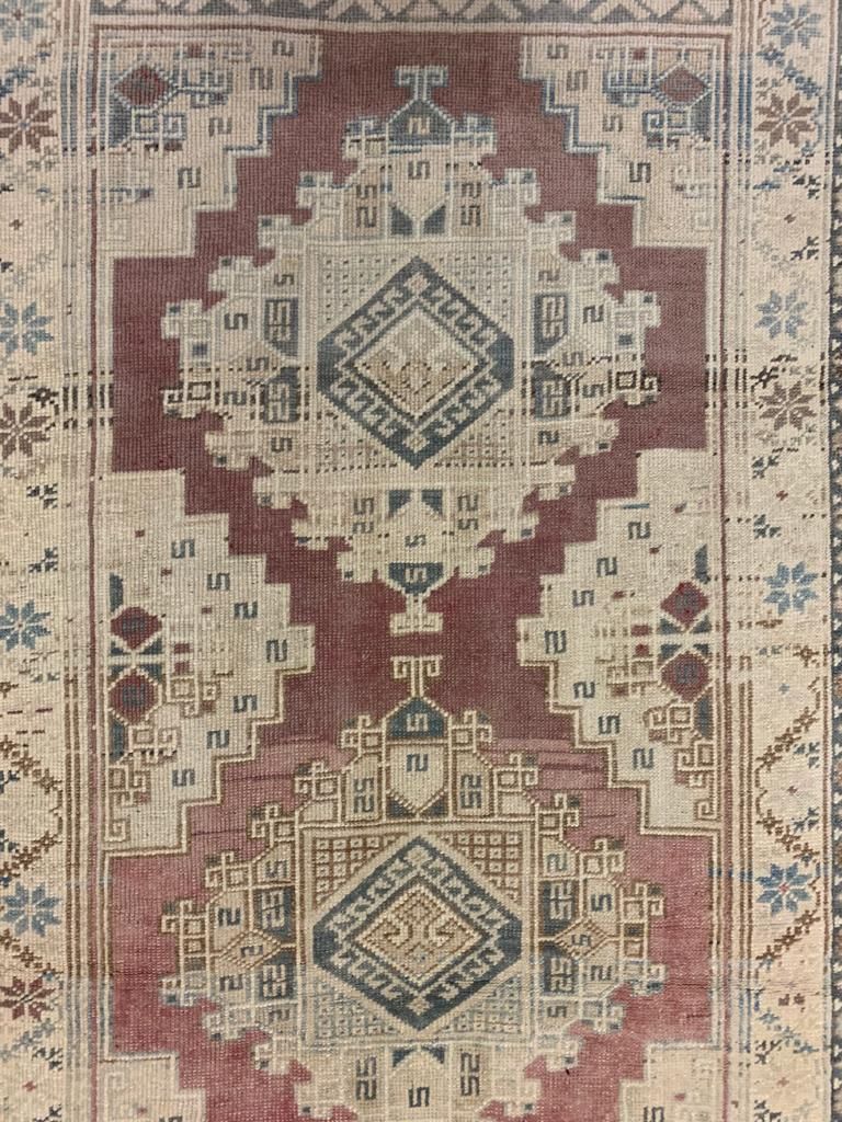 3x9 Purple and Beige Turkish Tribal Runner