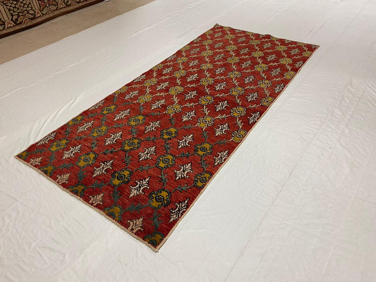 4x8 Red and Gold Turkish Tribal Rug