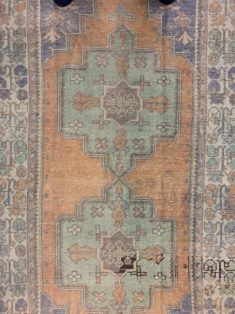 4x8 Orange and Ivory Turkish Tribal Runner