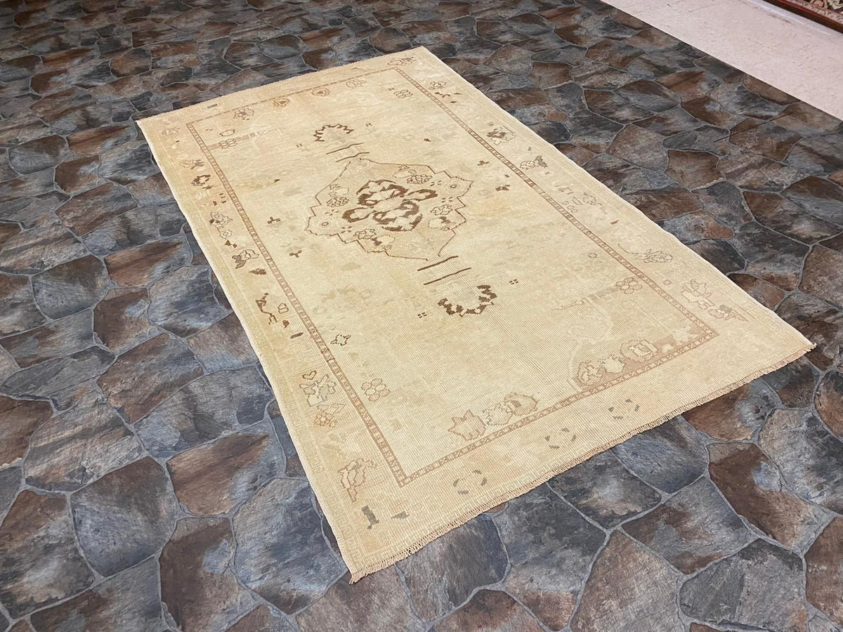 5x8 Gold and Brown Turkish Tribal Rug