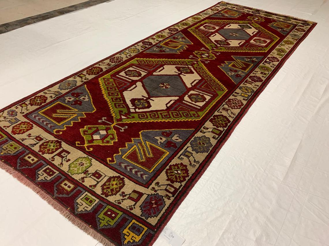 4x12 Red and Beige Turkish Tribal Runner