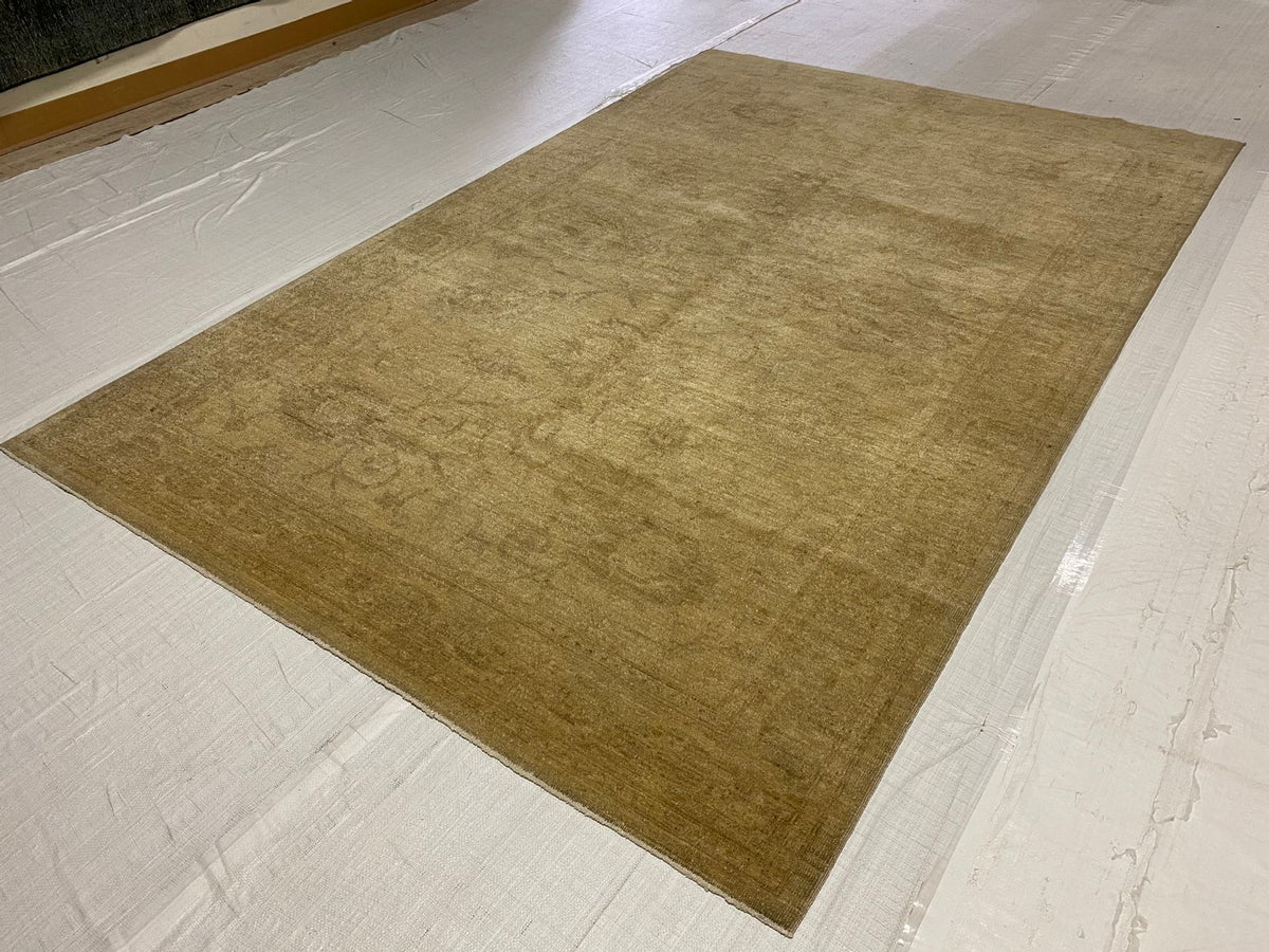 6x9 Beige And Blue Turkish Oushak Rug
