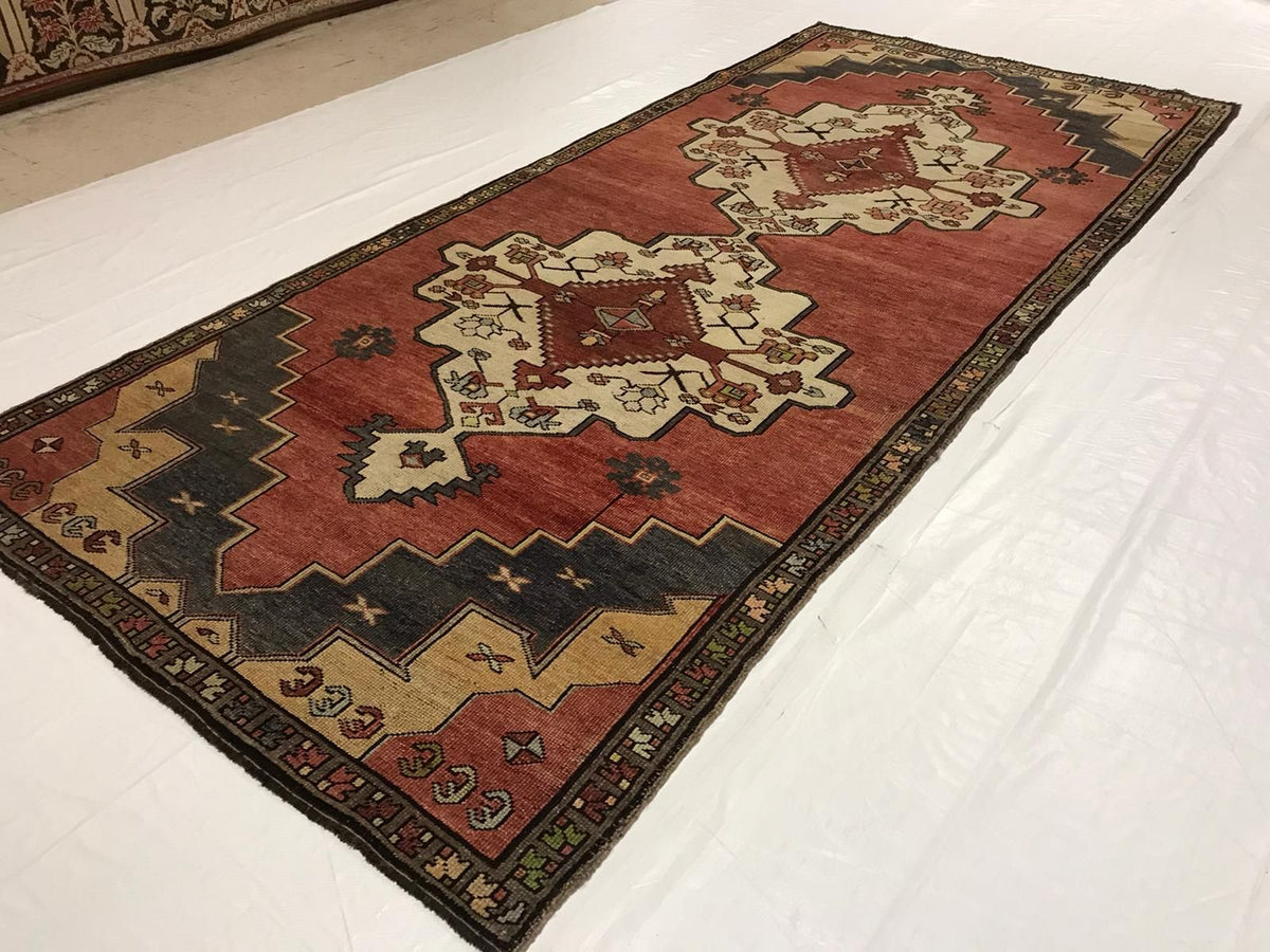 5x11 Red and Gray Turkish Tribal Runner