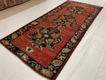 Vintage Handmade 5x11 Red and Navy Anatolian Turkish Tribal Distressed Area Runner
