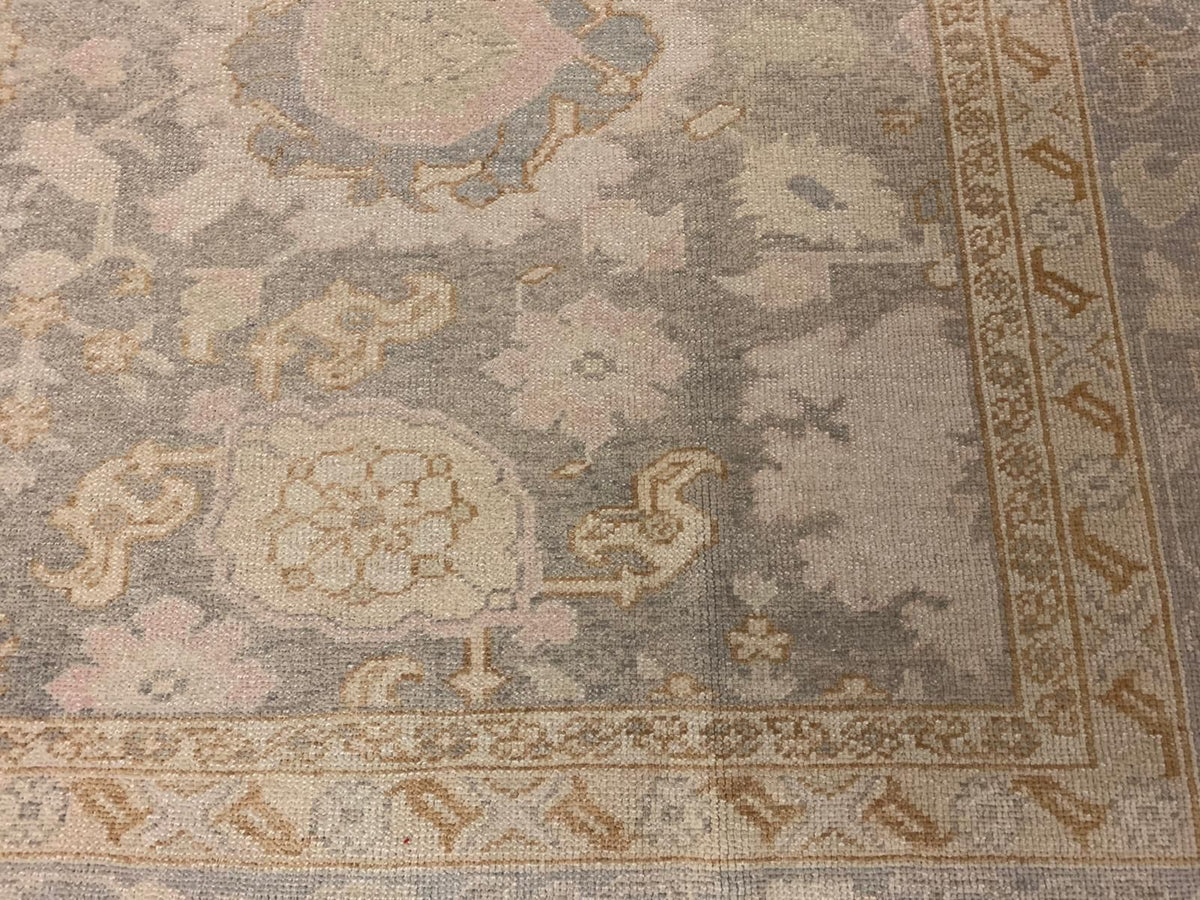 9x11 Ivory and Gray Turkish Oushak Rug