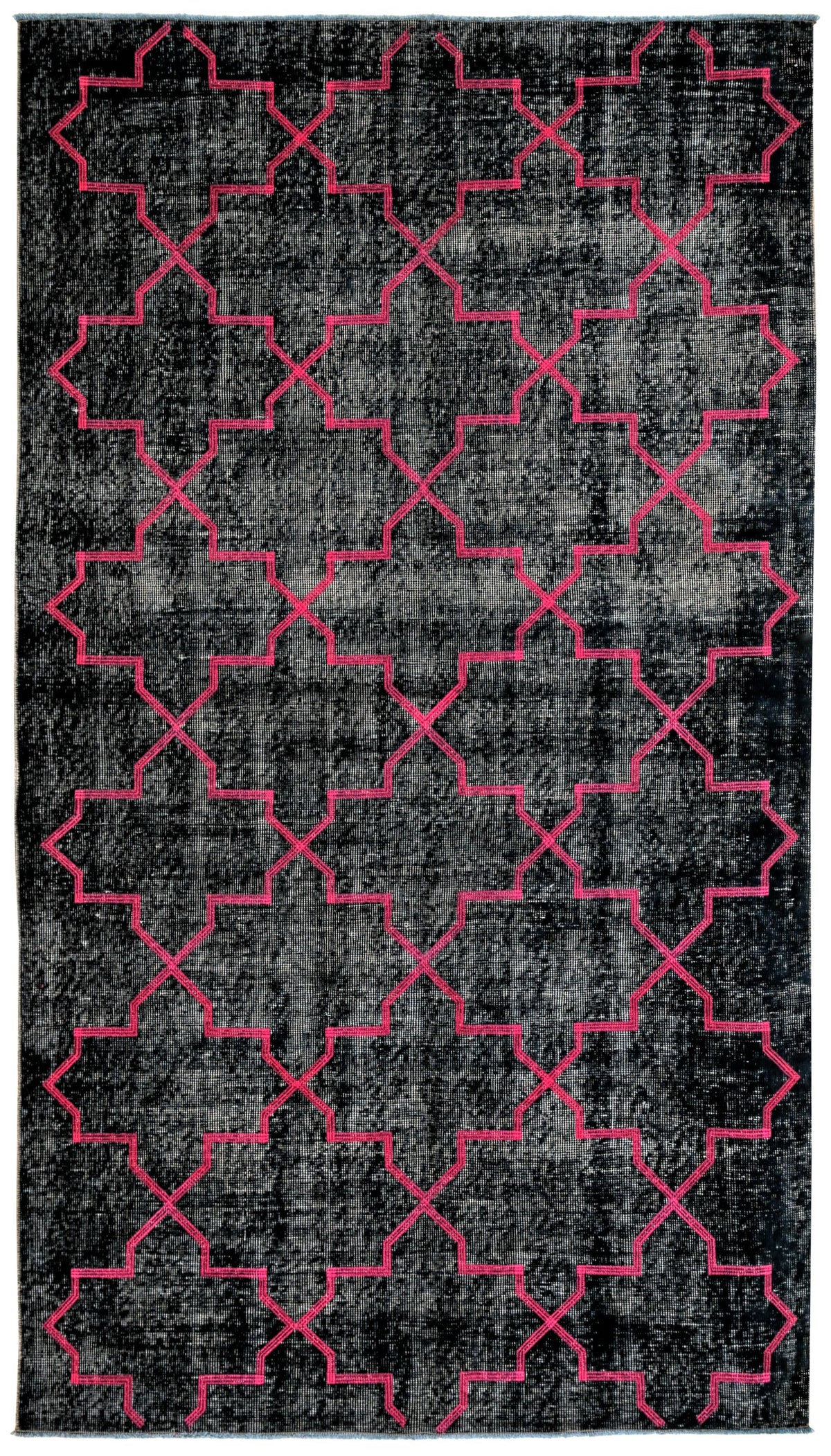 5x8 Black and Pink Turkish Overdyed Rug