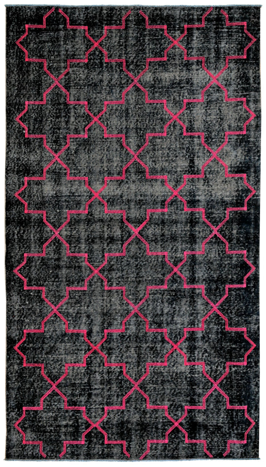 5x8 Black and Pink Turkish Overdyed Rug