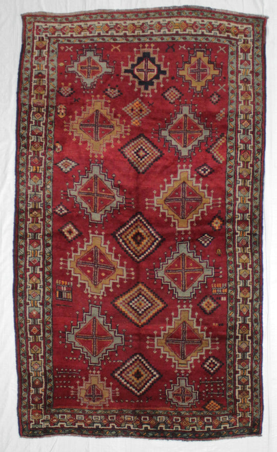 5x9 Red and Ivory Turkish Tribal Rug