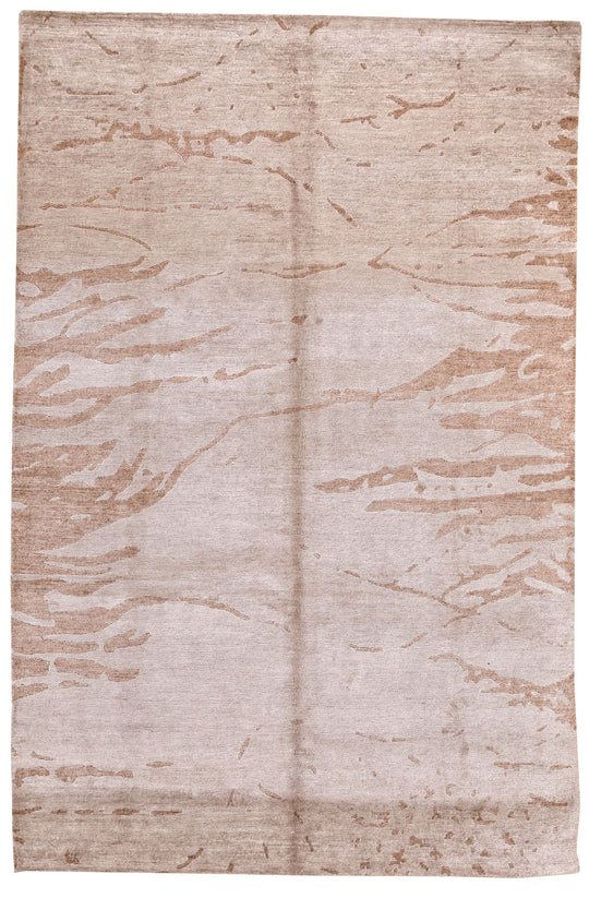 6x9 Ivory and Brown Modern Contemporary Rug