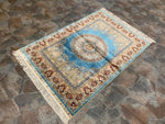3x5 Blue and Red Turkish Silk Rug