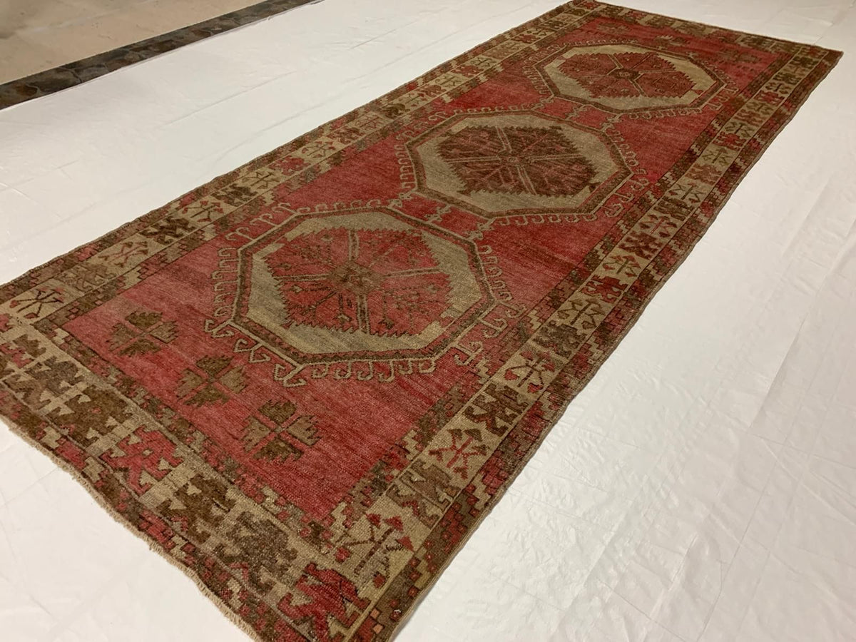 5x12 Red and Ivory Turkish Tribal Runner