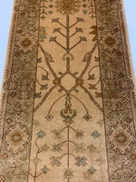 3x11 Beige and Green Turkish Oushak Runner