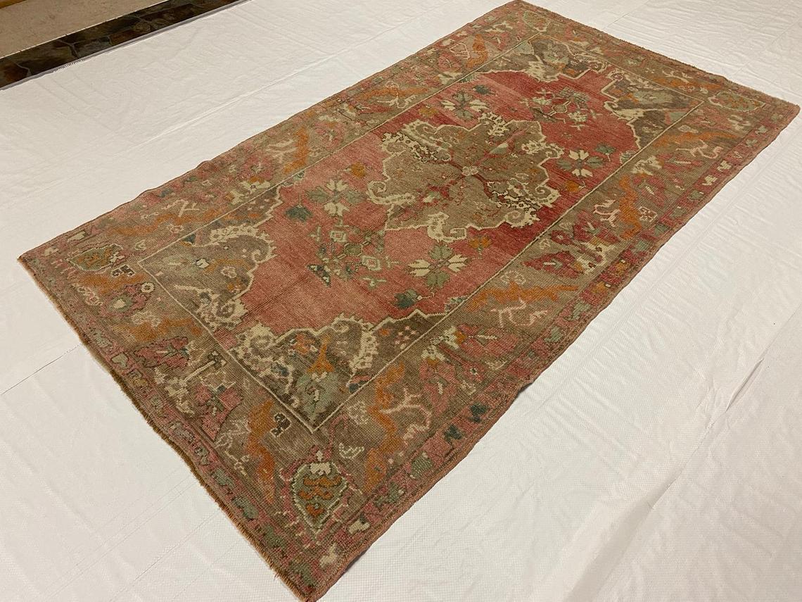 4x7 Brown and Red Turkish Tribal Rug