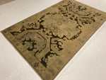 5x9 Ivory and Black Turkish Tribal Rug