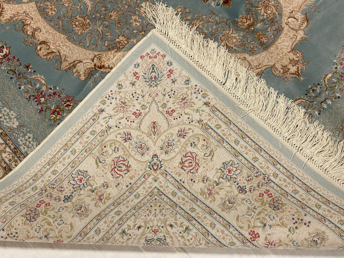 5x8 Blue and Ivory Turkish Antep Rug