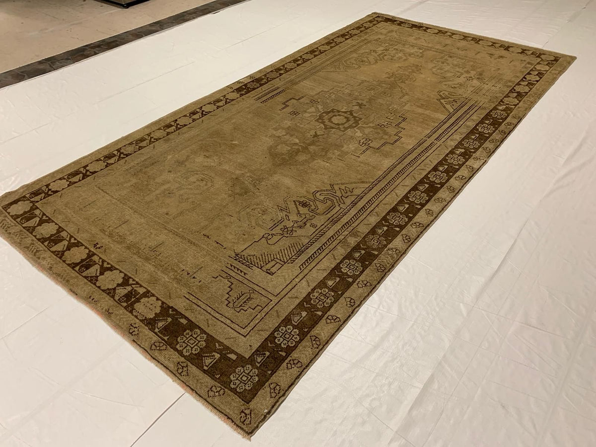 5x11 Ivory and Brown Turkish Tribal Runner