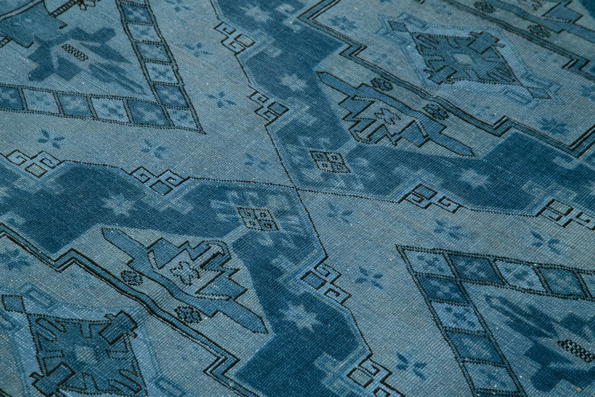 6x6 Navy and Blue Turkish Tribal Rug
