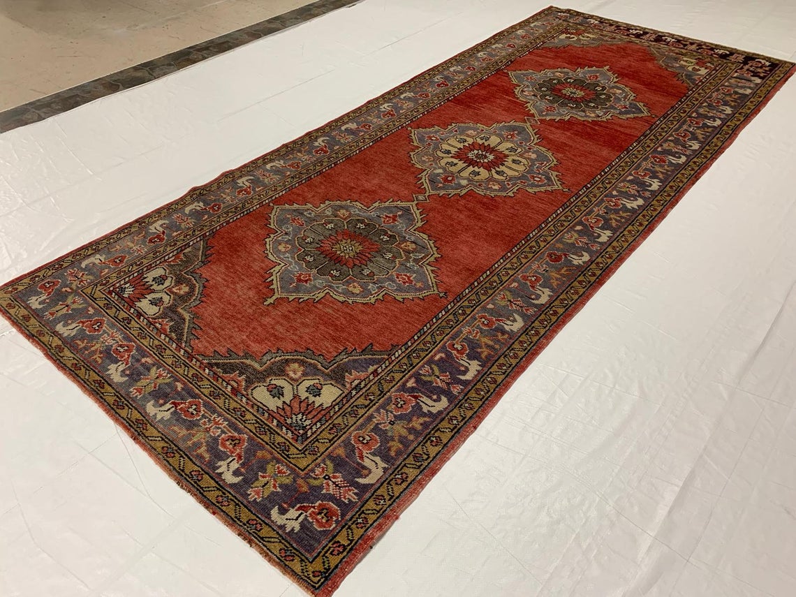 5x11 Red and Gray Turkish Tribal Runner