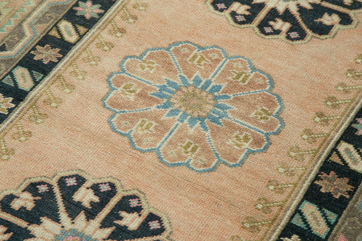 4x7 Pink and Navy Turkish Tribal Rug