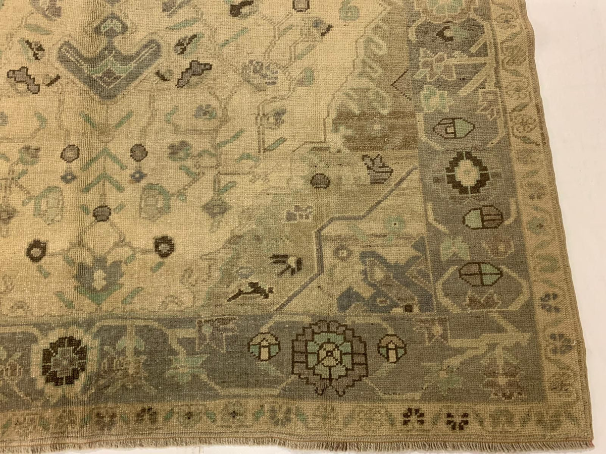 6x11 Ivory and Gray Turkish Tribal Rug