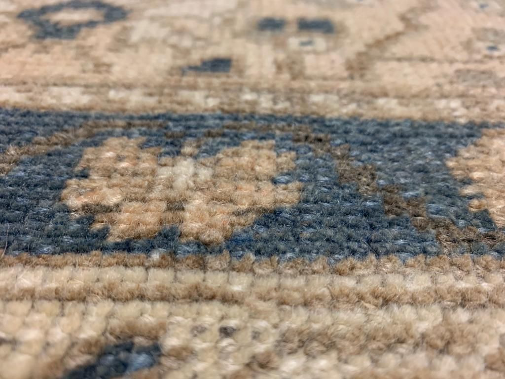 5x9 Blue and Beige Turkish Tribal Rug