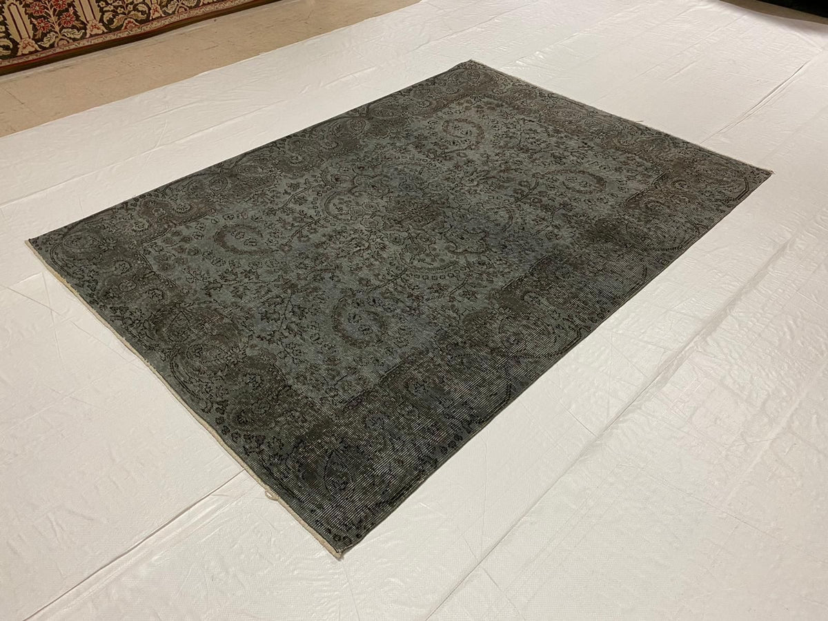 6x8 Gray Turkish Overdyed Rug