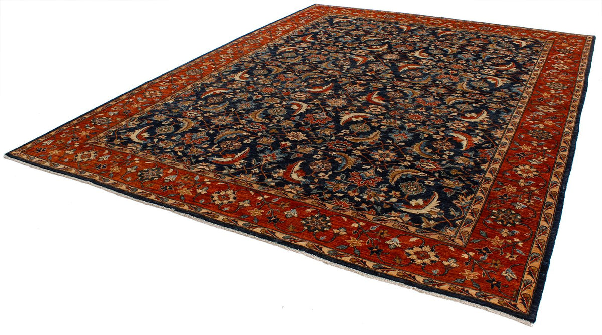 9x12 Navy and Red Traditional Rug
