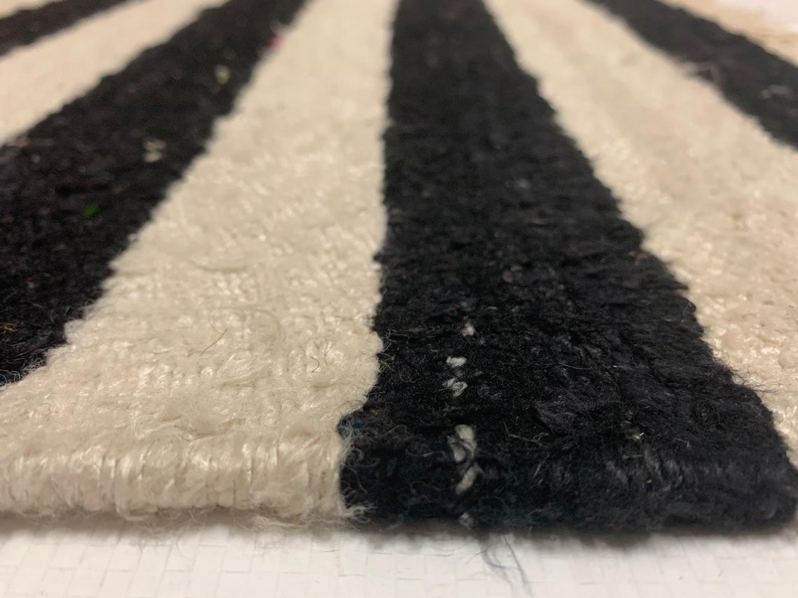 6x9 Black and White Turkish Tribal Rug