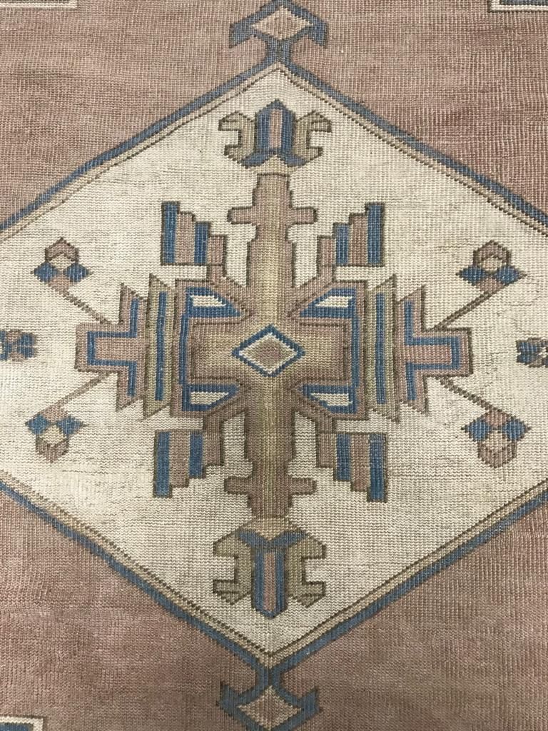 6x8 Beige and Blue Turkish Tribal Rug