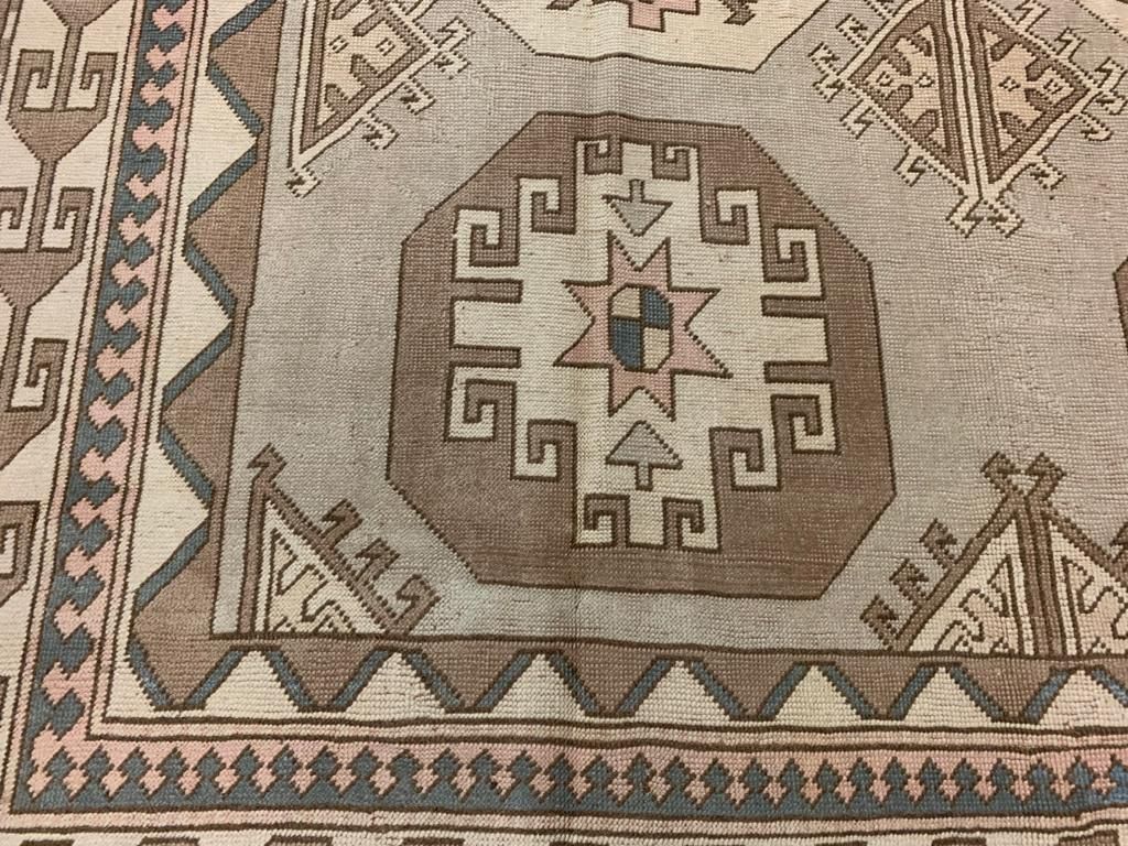 9x12 Ivory and Brown Turkish Tribal Rug