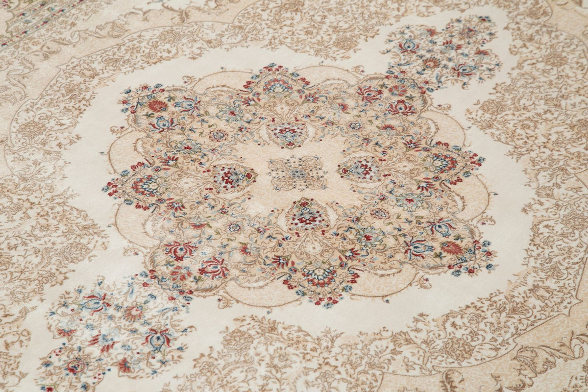 5x8 Ivory and Beige Turkish Antep Rug