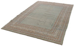 6x8 Beige and Rust Persian Kashan Distressed Area Rug