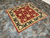 4x5 Red and Black Turkish Oushak Rug