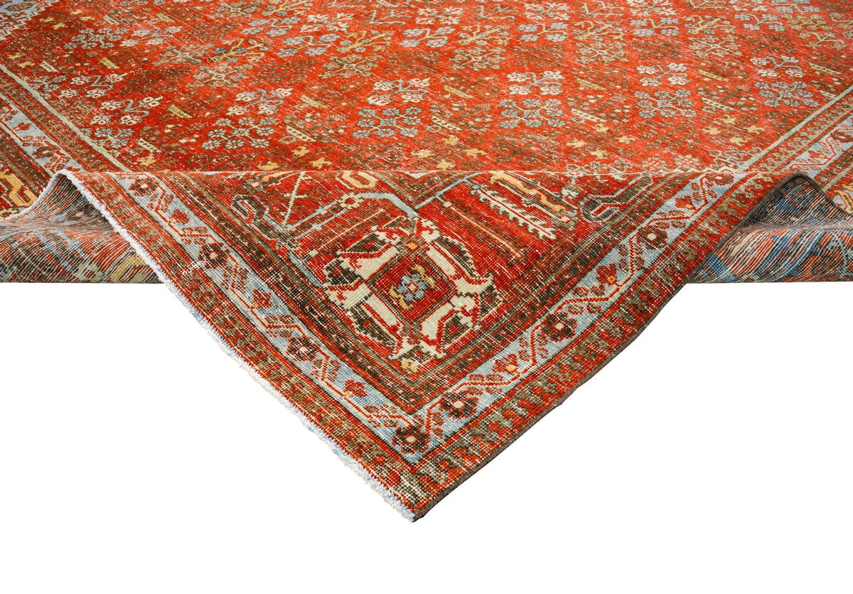 10x13 Rust and Blue Persian Rug
